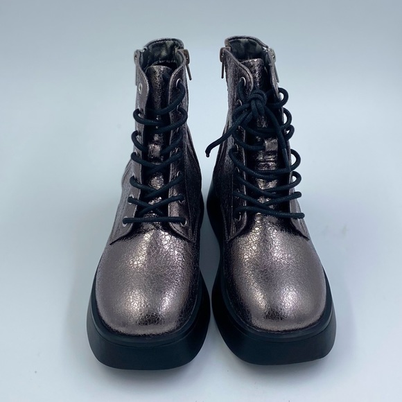 Steve Madden pink crackle combat boots junior size 3 - Picture 3 of 6